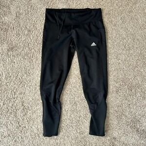 Adidas I Black‎ AEROREADY Running Leggings I Size L I Cropped Mesh Zip Pockets